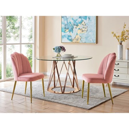 FIXTURESFIRST Modern Contemporary Cherisa Dining Side Chair, Blush - Set of 2 FI2542110